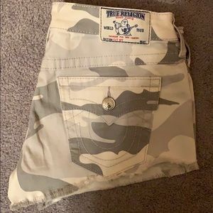 True Religion Gray Camo Shorts